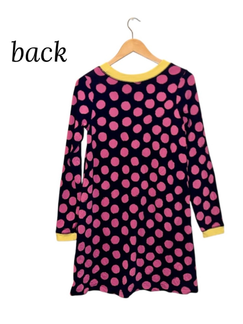 HANNA ANDERSSON Pink Navy Polka Dot Long Sleeve Dress Whimsical Girl 160 14-16 - Picture 4 of 11